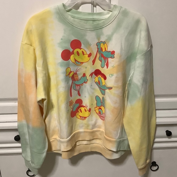 Disney | Tops | Disney Xxl Cute Yellow Green Blue Tie Dye Mickey Mouse ...